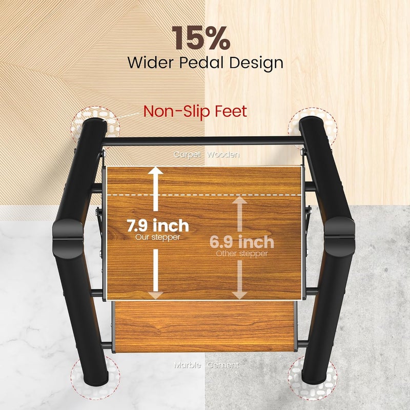HBTower Step Ladder,Lightweight Aluminum Folding Step Stool with Anti-Slip Wide Pedal,330lbs Capacity Step Ladder for Household,Kitchen,Office - BlackWoodgrain - Image 5
